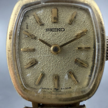 Seiko Watch Women 16mm Champagne Dial Gold Tone Rectangle 11-5189 Manual Runs1
