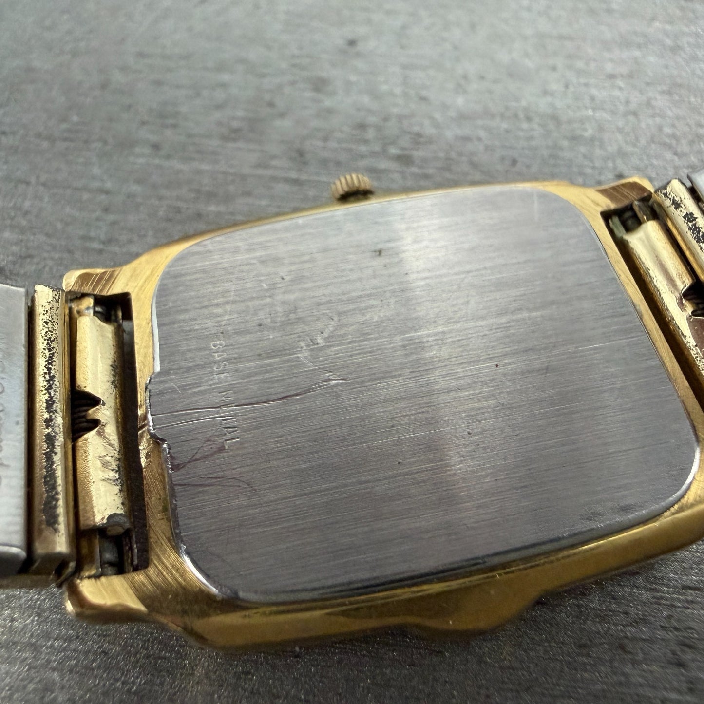 Wittnauer Tank Watch Men 26mm Gold Dial Gold Tone Rectangle New Battery9