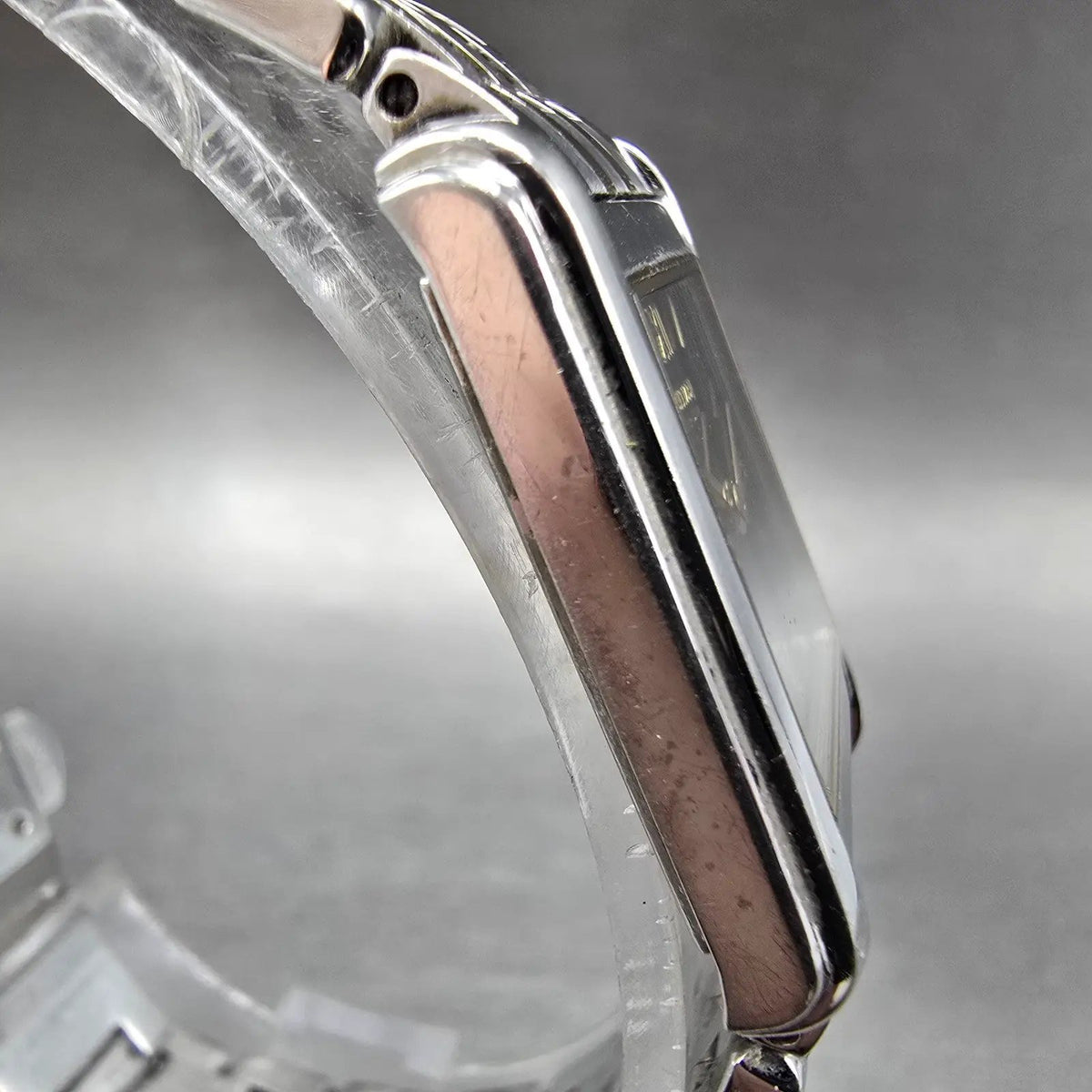 Citizen Eco-Drive Stiletto Tank Watch Women 19mm Black Dial Two Tone Works JP3