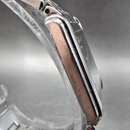 Citizen Eco-Drive Stiletto Tank Watch Women 19mm Black Dial Two Tone Works JP3