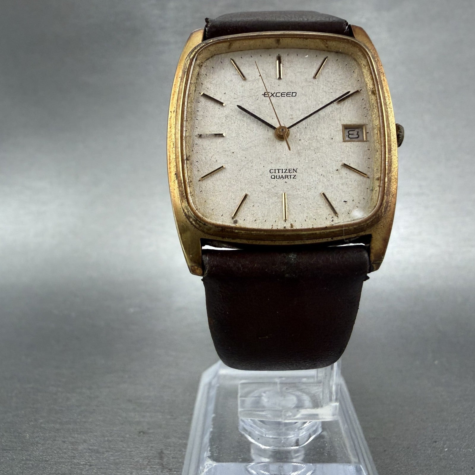 Citizen Exceed Watch Men 29mm Silver Dial Gold Tone Date 4795423 PARTS6