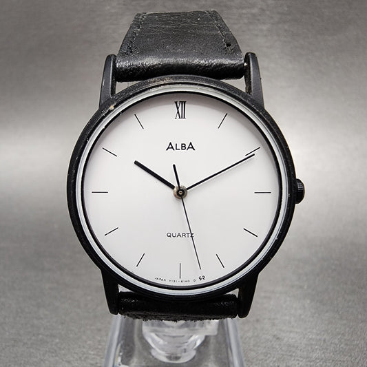 Seiko ALBA Watch Women 32mm White Dial Black Tone Round Y131-6040 New Battery