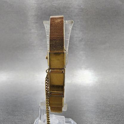 Seiko Watch Women 16mm Brown Dial Gold Tone Rectangle 2C20-5789 New Battery VTG