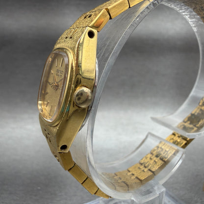 Seiko Watch Women 17mm Champagne Dial Gold Tone Rectangle 7321-5399 New Battery2