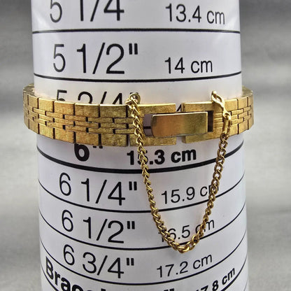 Seiko Watch Women 12mm Gold Dial Gold Tone Rectangle 2E20-5559 New Battery VTG9