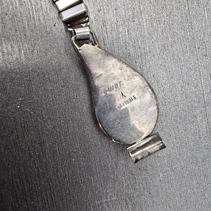 Navajo Sterling Silver Watch Band Tips 9mm Mother Of Pearl Leaf Design Vintage12