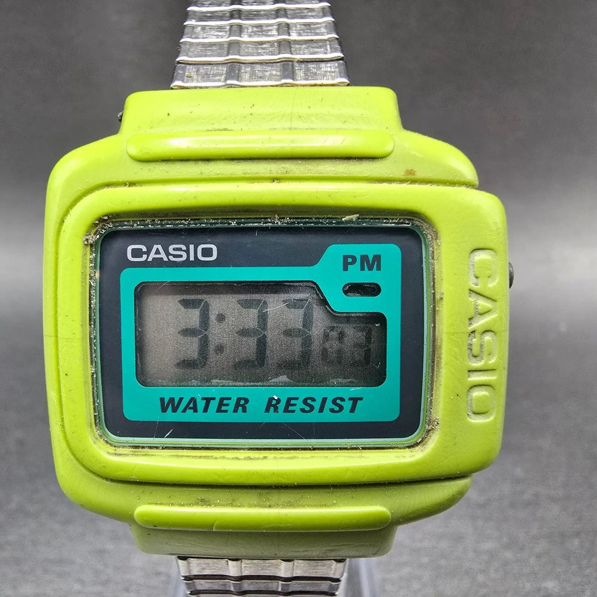 Casio NF-10 Watch Men 36mm Blue Green Month date Rectangle New Battery VTG0