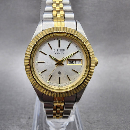 Citizen CQ Watch Women 25mm Silver Dial Two Tone Daydate 6000k09346 New Battery0