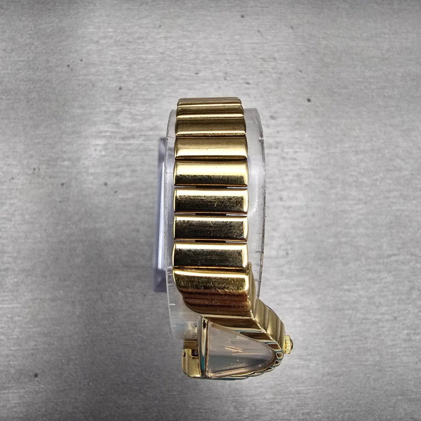 Seiko Watch Women 15mm Gold Dial Gold Tone Asymmetrical 1F20-5D59 New Battery4