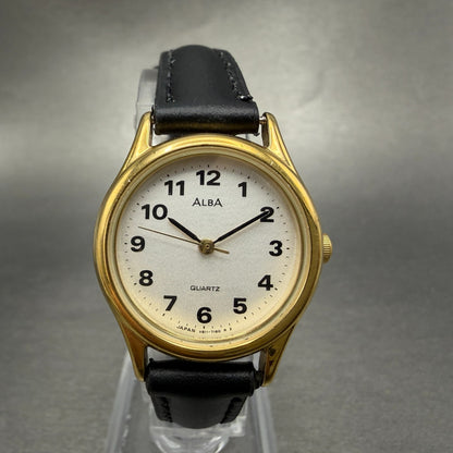 Seiko Alba Watch Women 26mm Silver Dial Gold Tone Round V811-1890 New Battery0