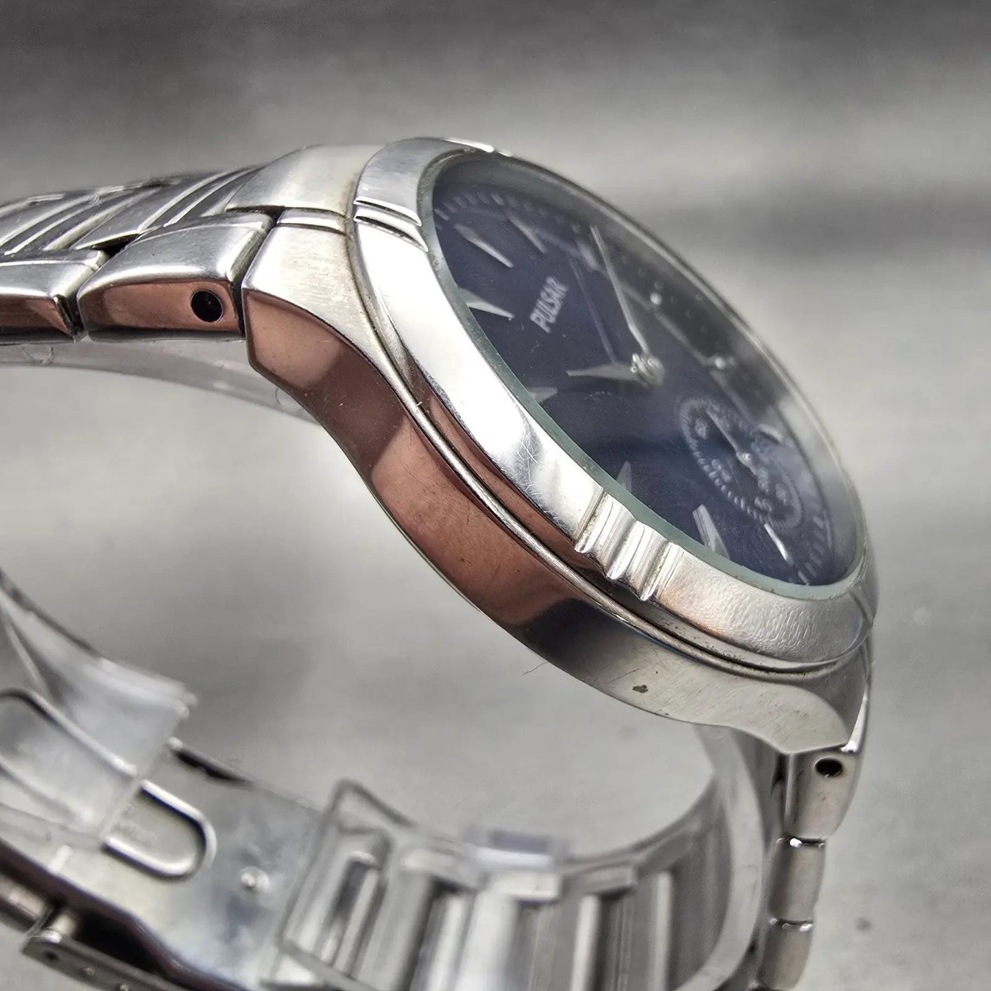 Seiko Pulsar Watch Men 36mm Blue Dial Silver Tone Round VD78-X003 New Battery3