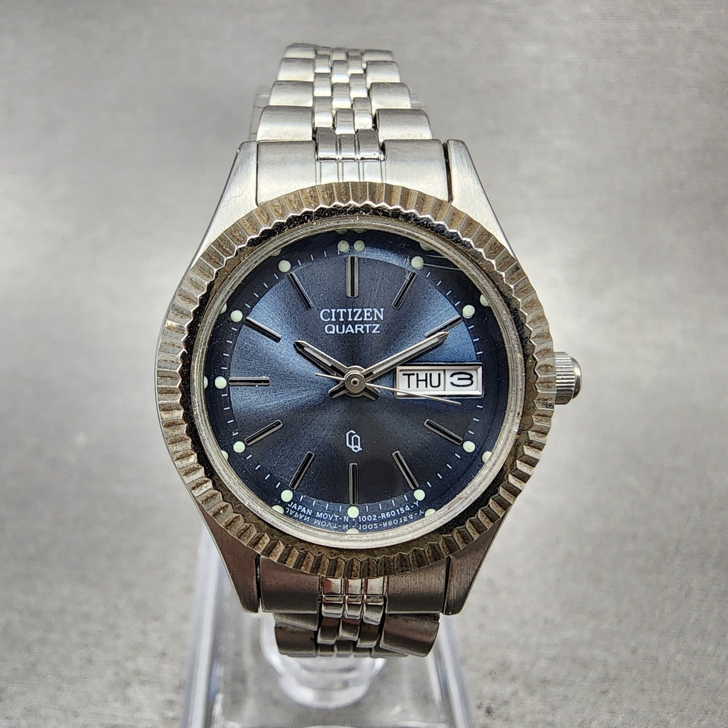 Citizen CQ Watch Women 25mm Blue Dial Silver Tone Daydate 1002R15097 New Batt0