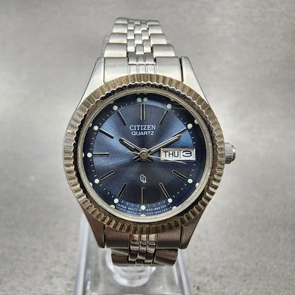 Citizen CQ Watch Women 25mm Blue Dial Silver Tone Daydate 1002R15097 New Batt0