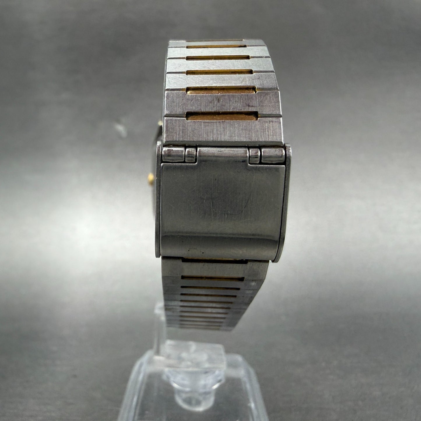 Seiko SX Tank Watch Men 26mm Champagne Dial Two Tone Rectangle 5Y95-5010 New Bat7