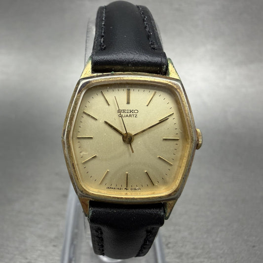 Seiko Watch Women 21mm Gold Dial Gold Plated Hexagon 14215080 New Battery0