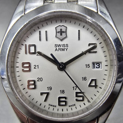 Victorinox Swiss Army Alliance Watch Women 28mm Silver Dial Steel Date New Batt1