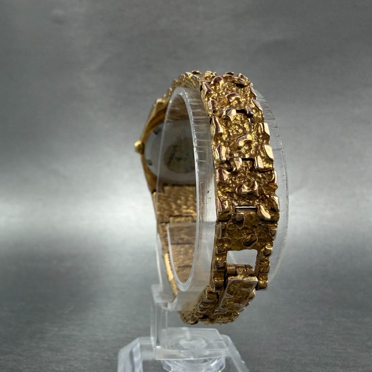 Elgin Watch Women 25mm Black Dial Gold Nugget Case Tone New Battery VTG ABC7