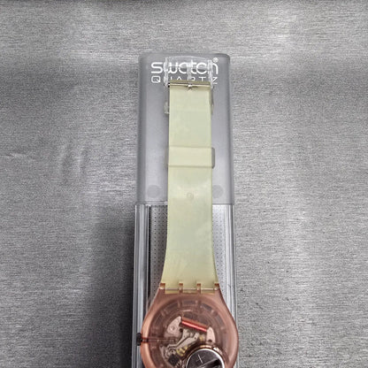 Swatch Masquerade Watch Men 34mm White Dial Pink Case GP105 New Battery NOS READ10
