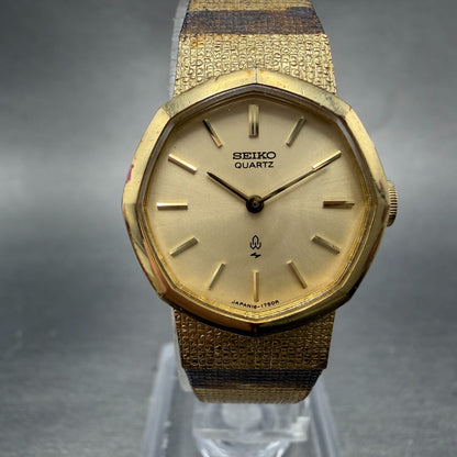 Seiko Watch Women 22mm Champagne Dial Gold Tone Octagon 16-5890 New Battery VTG0