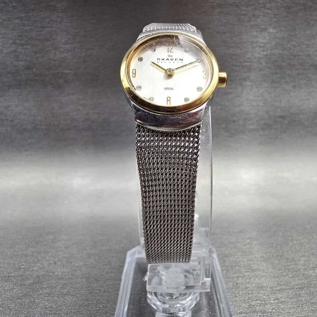 Skagen Watch Women 19mm Silver Dial Two Tone Round 502XSGS New Battery L5