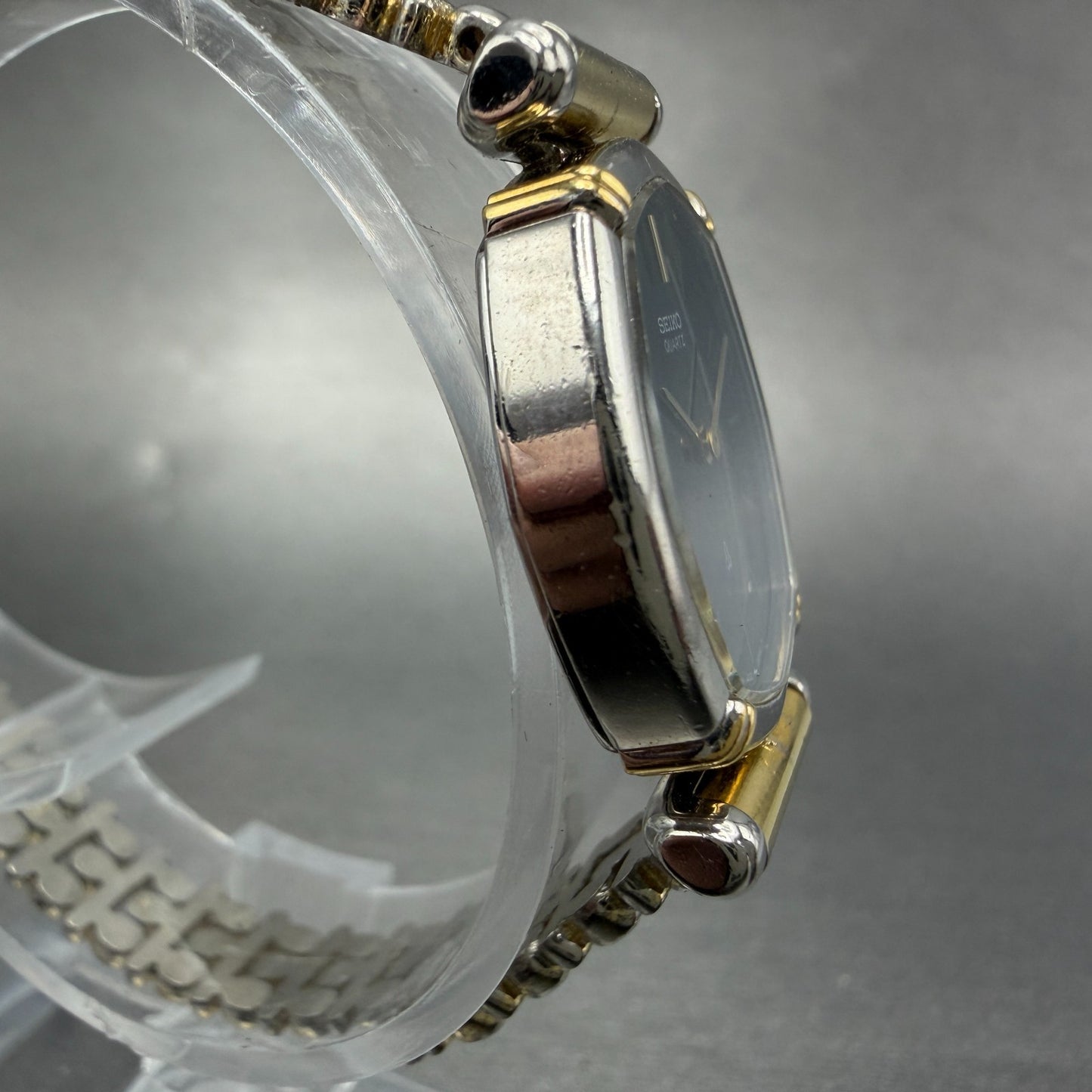 Seiko Watch Women 22mm Black Dial Two Tone Octagon 1400-5230 New Battery Vintage3