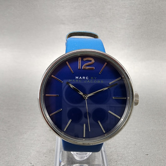 Marc Jacobs Peggy Watch Women 36mm Blue Dial Steel Round MBM1364 New Battery0