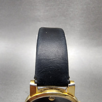 Movado Muesum Watch Women 25mm Black Dial Gold Tone Round 87 A1 845 New Battery4