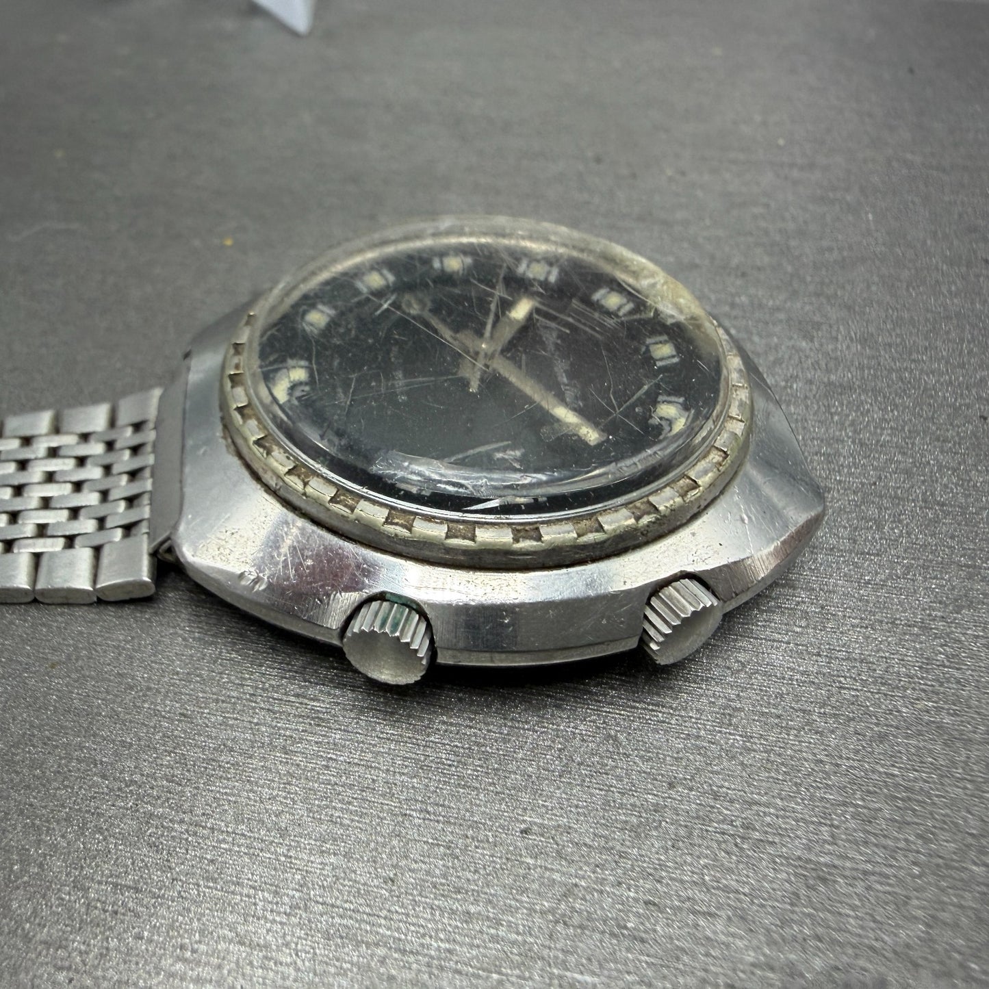 Citizen Alarm Date Watch Men 42mm Black Dial Silver Tone 4-310055 Manual Runs3