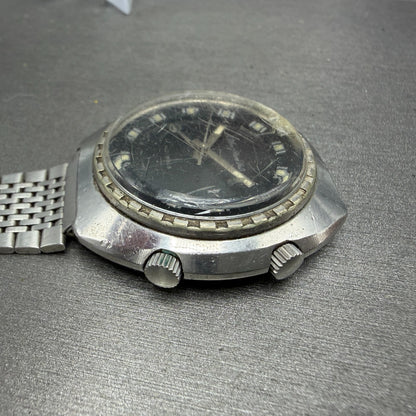 Citizen Alarm Date Watch Men 42mm Black Dial Silver Tone 4-310055 Manual Runs3