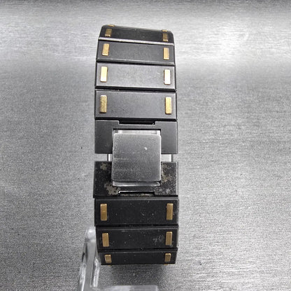 Seiko Tank Watch Men 26mm Gray Dial Two Tone Rectangle 7430-5479 New Battery VTG7