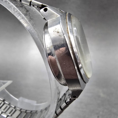 Seiko Automatic Watch Women 23mm White Dial Steel Date 2205-0240 PARTS VTG4