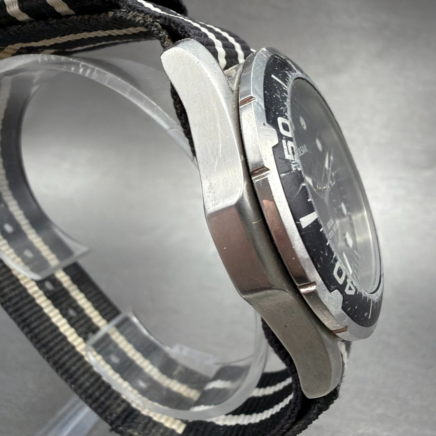 Seiko Pulsar Dive Watch Men 42mm Black Dial Silver Tone Date VX42-X062 New Batt3