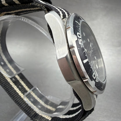Seiko Pulsar Dive Watch Men 42mm Black Dial Silver Tone Date VX42-X062 New Batt3