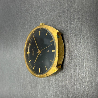 Citizen CQ Watch 32mm Black Dial Gold Tone Round PARTS!! 4031-S05448 New Battery2