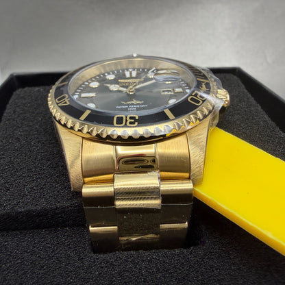 Invicta Pro Diver Watch Men 43mm Black Dial Gold Tone Date Round 300262