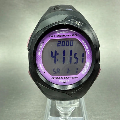 Casio PHYS STR-300 Watch Women 36mm Digital Black Purple Alarm Chrono New Batt F0