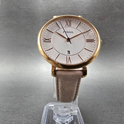 Fossil Watch Women 36mm White Dial Rose Gold Tone Round Date ES4202 New Battery5