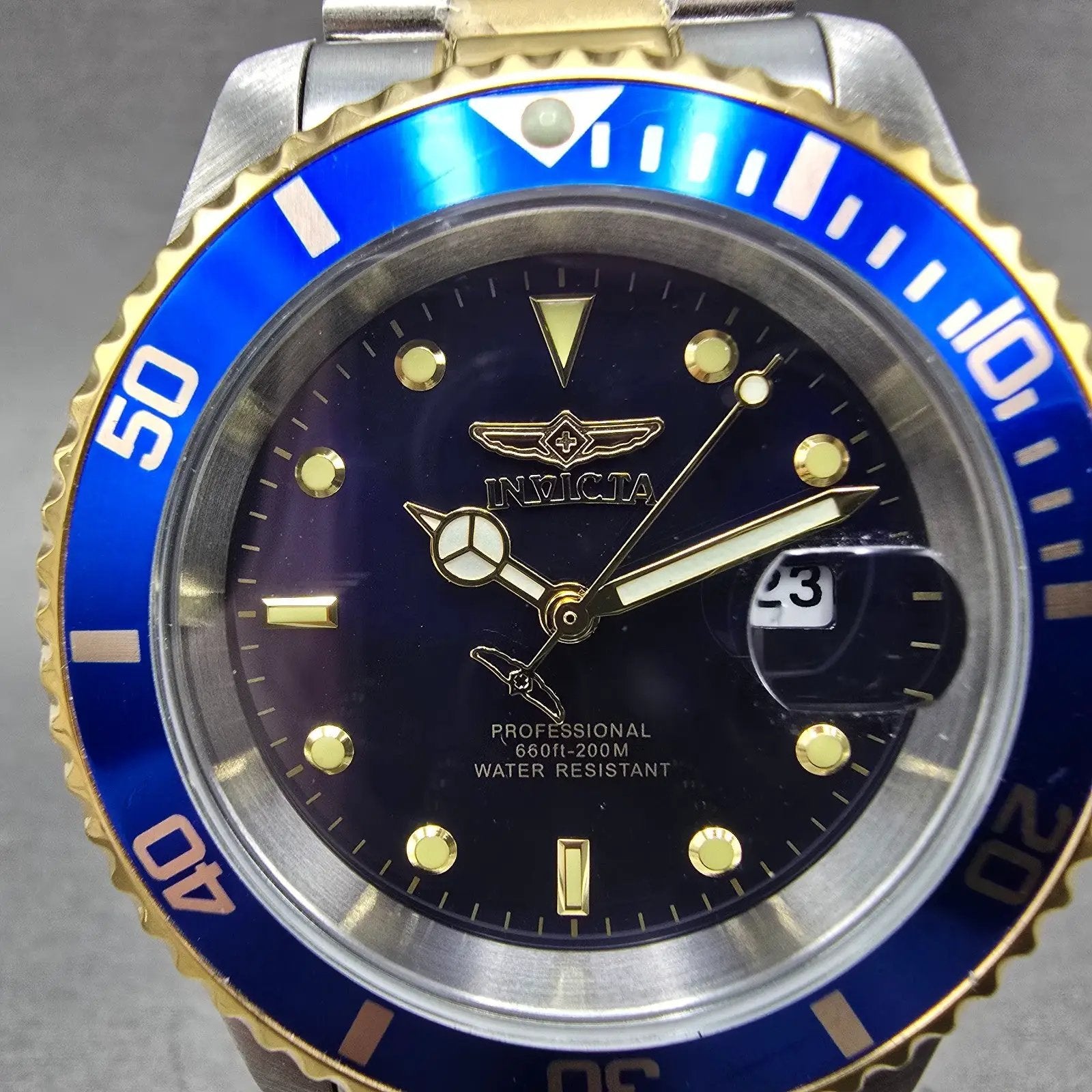 Invicta Pro Diver Watch Men 40mm Blue Dial Two Tone Date 26972 New Battery1