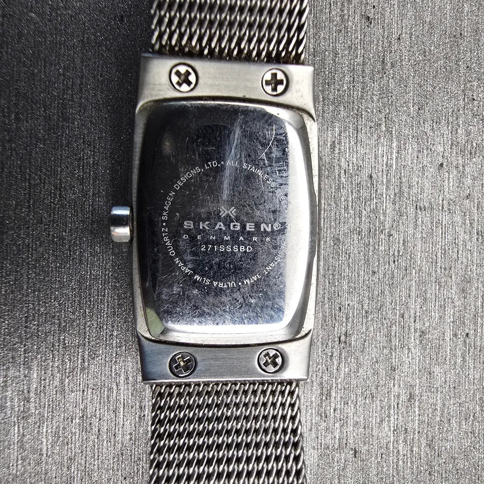Skagen Denmark Watch Women 16mm Black Dial Silver Tone 271SSSBD New Battery10