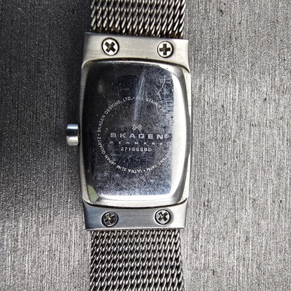 Skagen Denmark Watch Women 16mm Black Dial Silver Tone 271SSSBD New Battery10