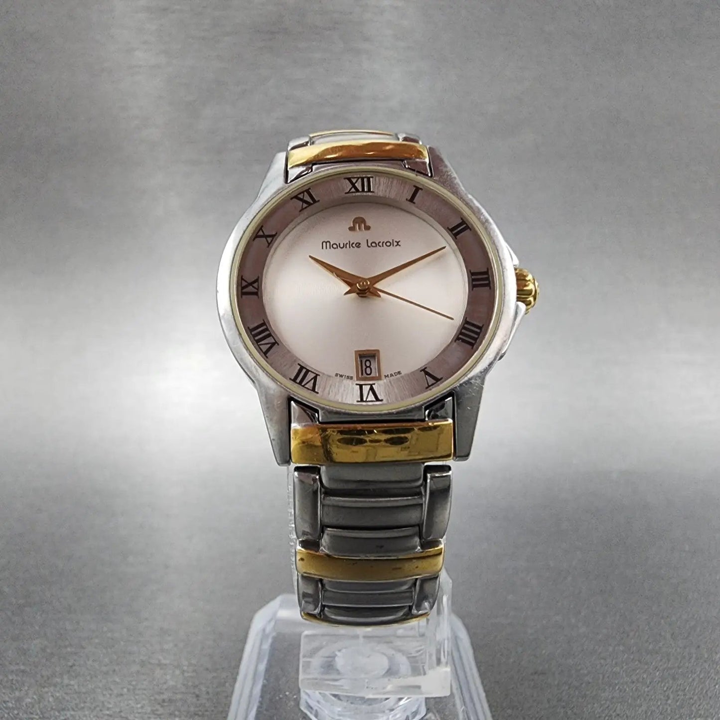 Maurice Lacroix Miros Watch Women 24mm Silver Dial Two Tone Date Round New Batt5