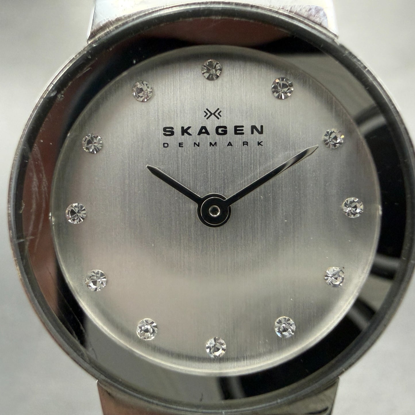 Skagen Watch Women 22mm Silver Dial Silver Tone Round 358XSSLBC New Battery1