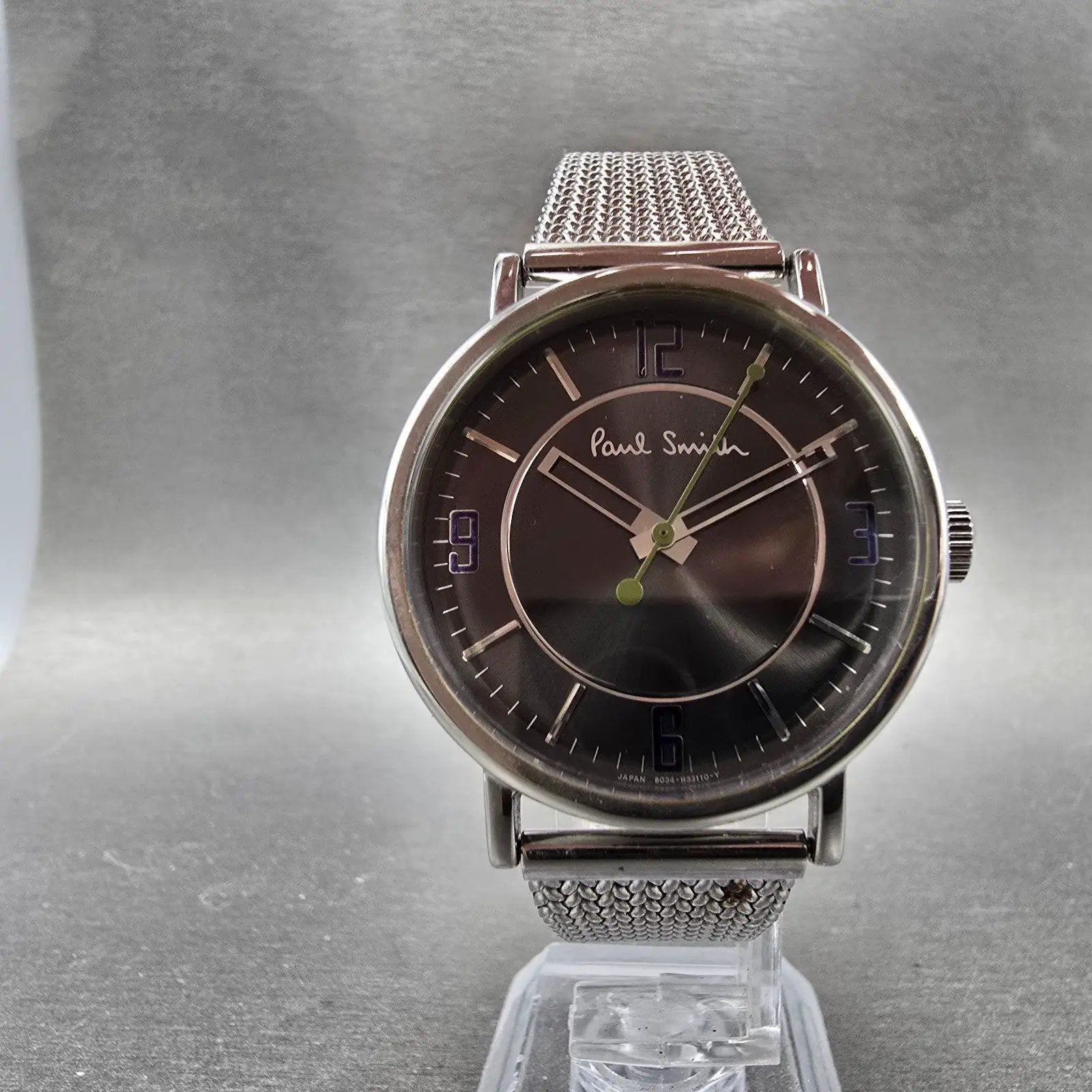 Paul Smith Watch Men 36mm Gray Dial Silver Tone Round 6034-H19519 New Battery5