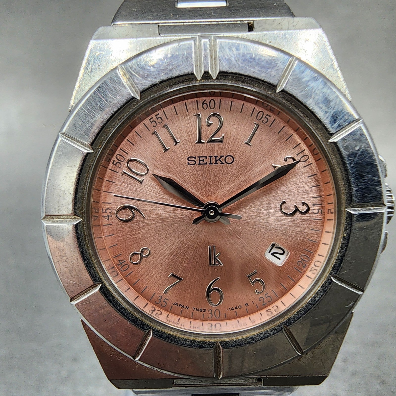 Seiko Watch Women 28mm Pink Dial Silver Tone Date 7N820620  Lukia  New Battery1