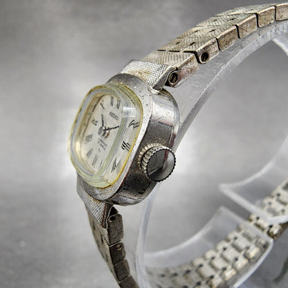 VTG Seiko Special Watch Women 18mm Silver Dial Gold Plated Rectangle Manual Wind2