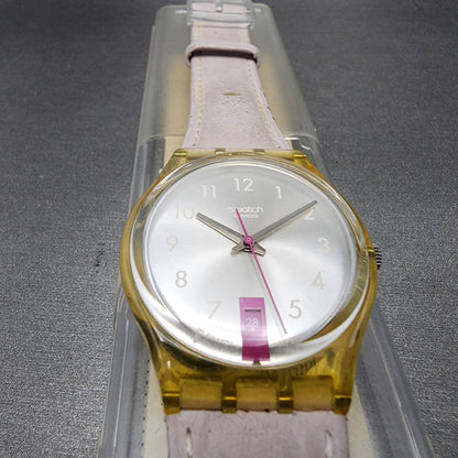 Swatch Pink Lady Watch Women 34mm Silver Dial Clear Date Round GP401 New Battery2