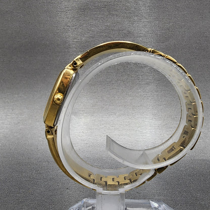 Citizen EcoDrive Watch Women 17mm Cream Dial Gold Tone Rectangle Runs6