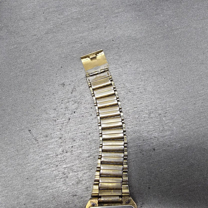Seiko Tank Watch Men 26mm Gold Dial Gold Tone Rectangle V701-5J00 PARTS16