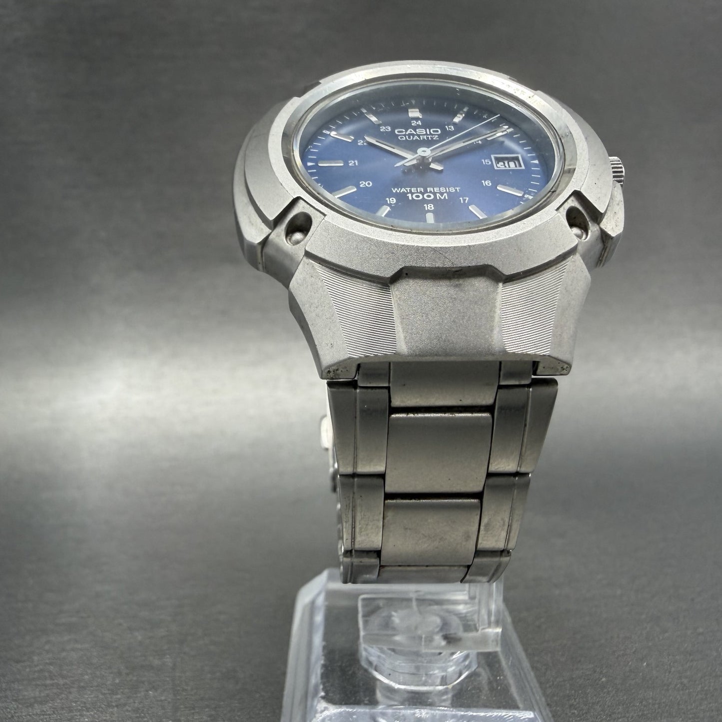 Casio MTP-3036 Watch Men 41mm Blue Dial Silver Tone Date Round New Battery5