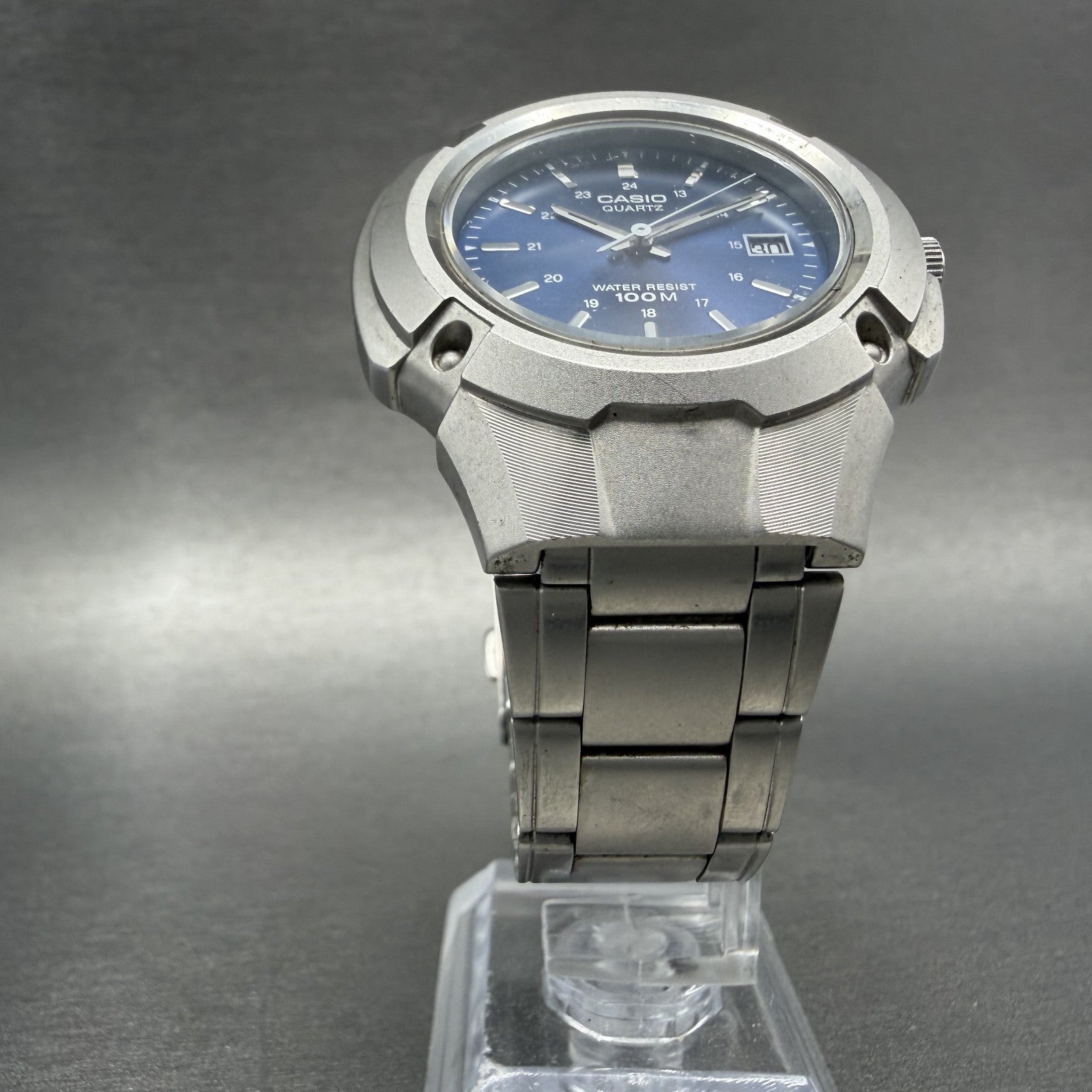 Casio MTP-3036 Watch Men 41mm Blue Dial Silver Tone Date Round New Battery5